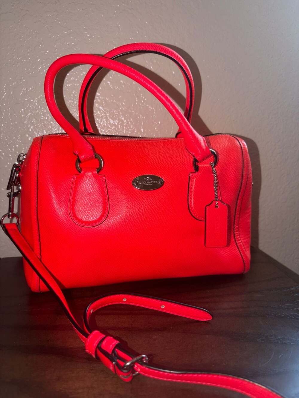Coach Mini Bennett Satchel Crossbody Crossgrain Leather in Orange F33329